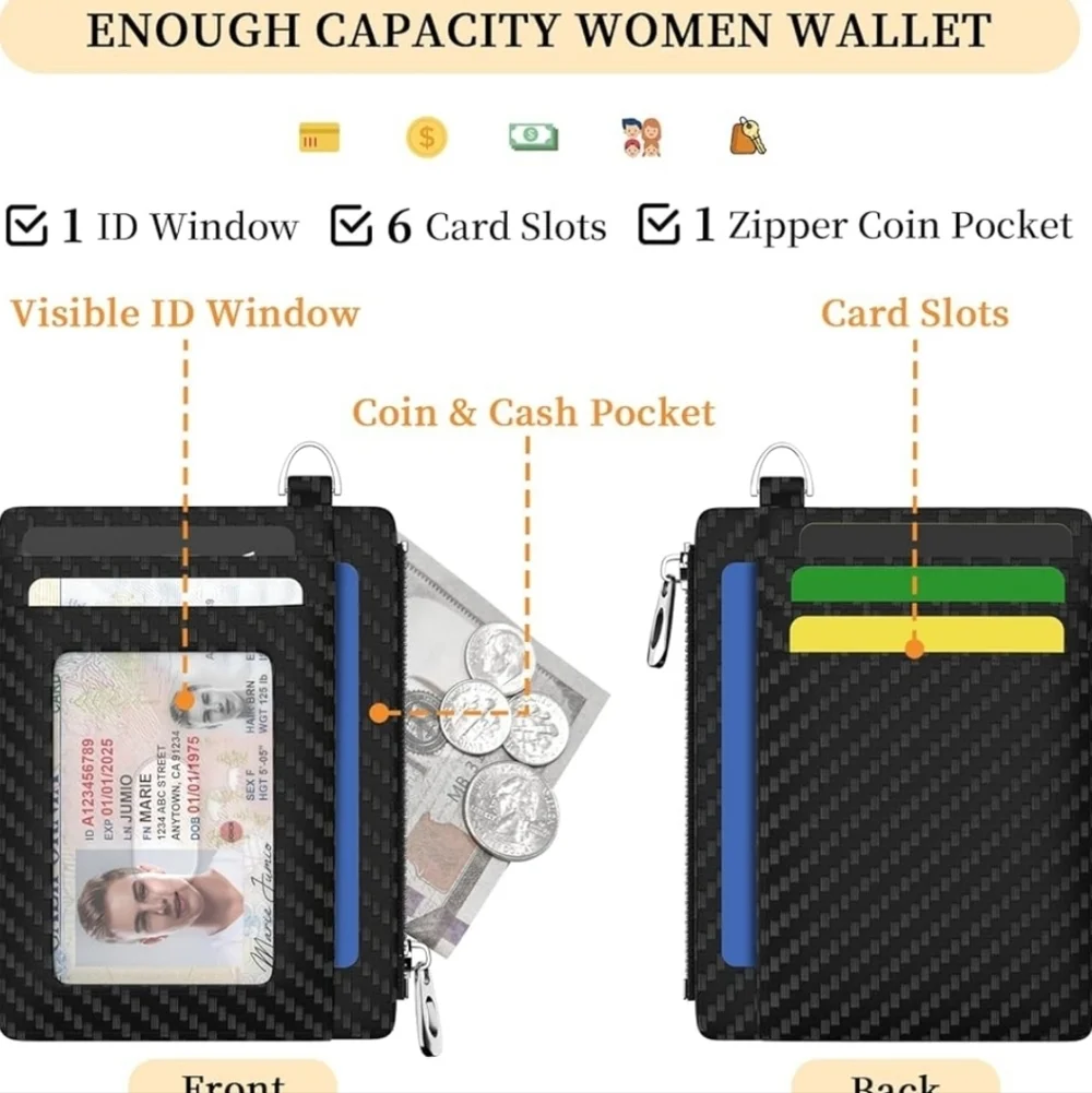Black Carbon Fiber Wallet with D-Shackle